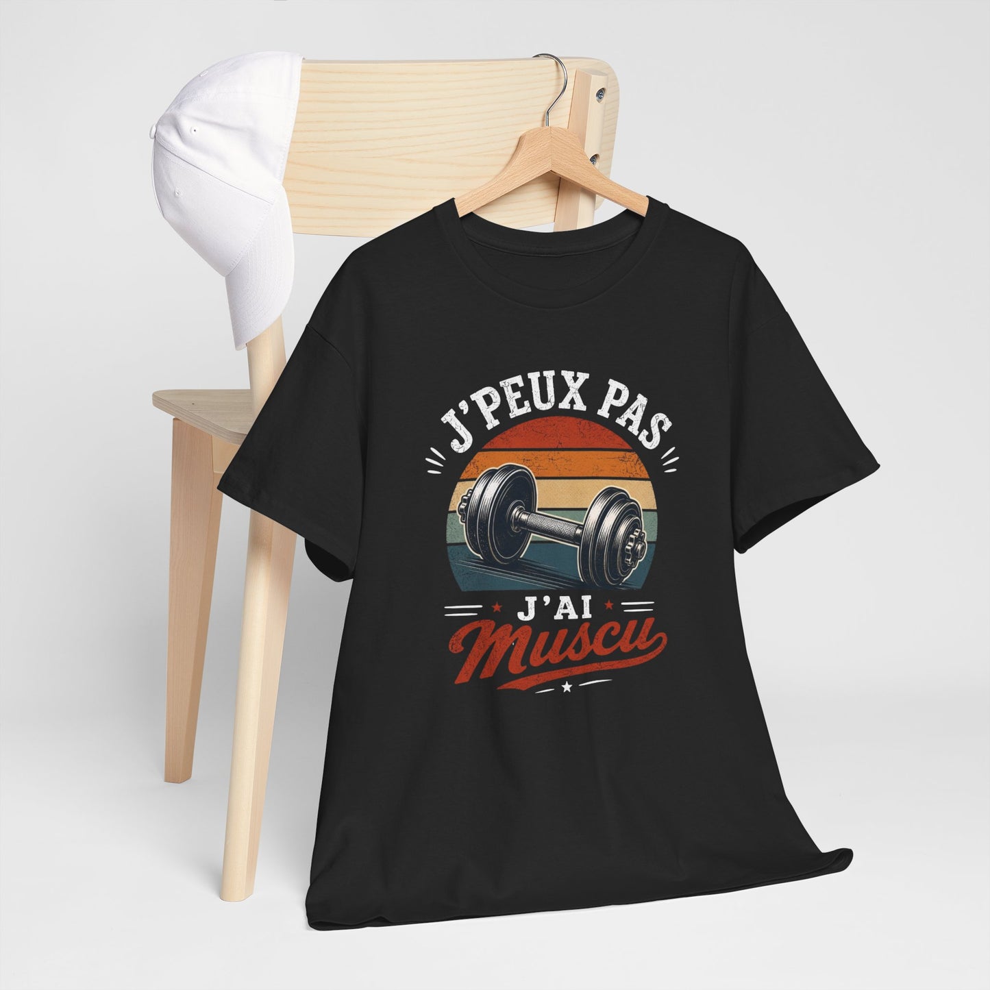 T-Shirt Musculation Homme Femme – J’Peux Pas J’Ai Muscu – Tee Shirt Fitness Bodybuilding Haltère Vintage Cadeau Sport Salle de Sport