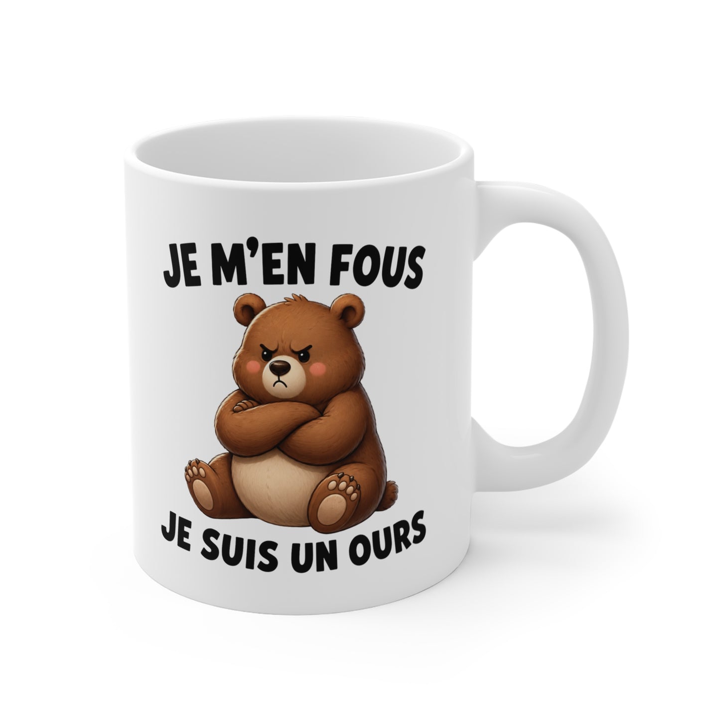 Tasse Je M’en Fous Je Suis Un Ours – Mug Humour Ours Mignon et Boudeur – Cadeau Homme Femme 325ml