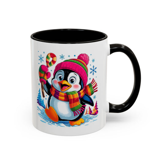 Mug Pingouin Mignon Hiver – Tasse Animaux Kawaii Neige – Cadeau Noël Fun et Coloré – Céramique 325ml
