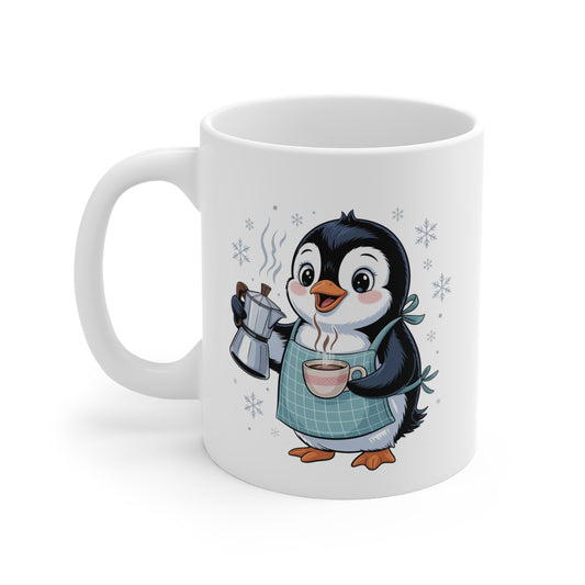 Mug Pingouin Hiver 325ml – Tasse Céramique Café Flocons de Neige – Cadeau Original Mignon