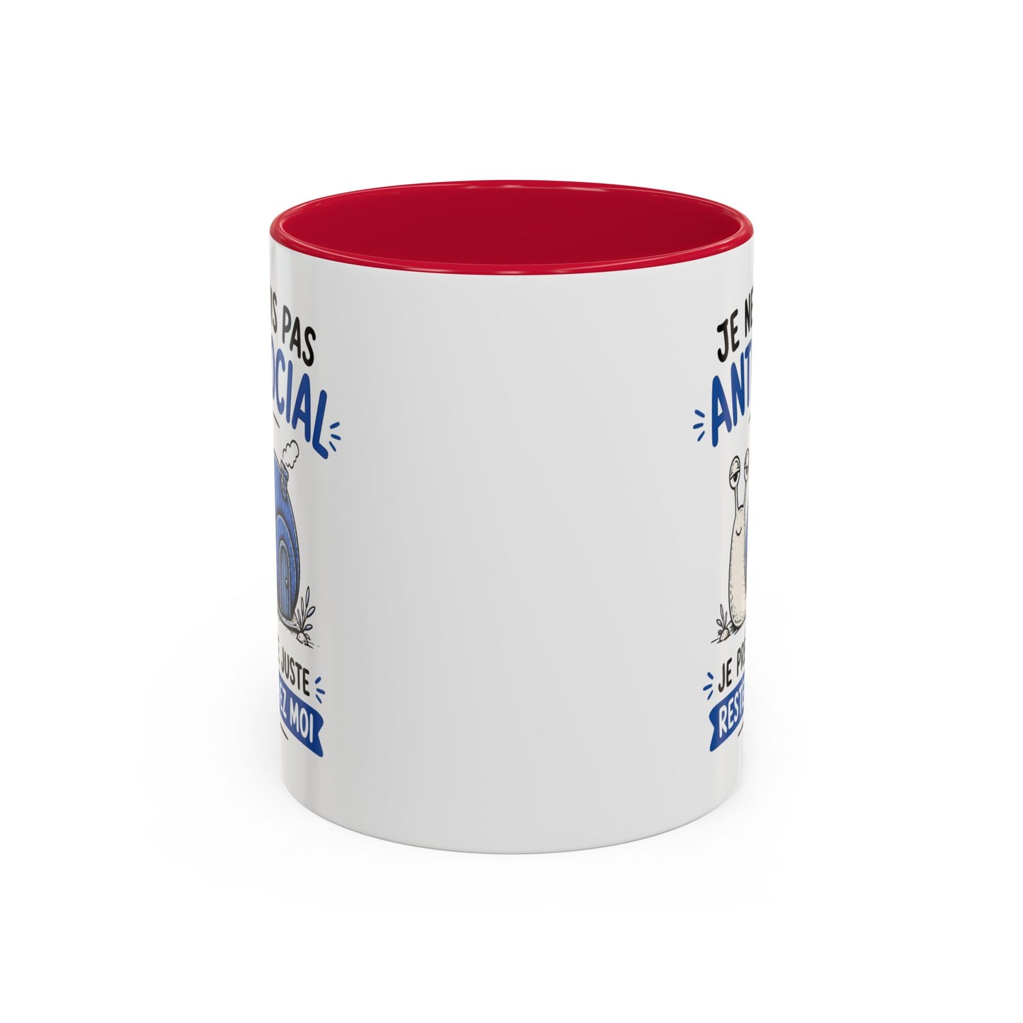 Mug Humour Introverti – Je Ne Suis Pas Antisocial Je Préfère Rester Chez Moi – Tasse Drôle Escargot – Cadeau Original Céramique 325ml Noir Bleu Rouge