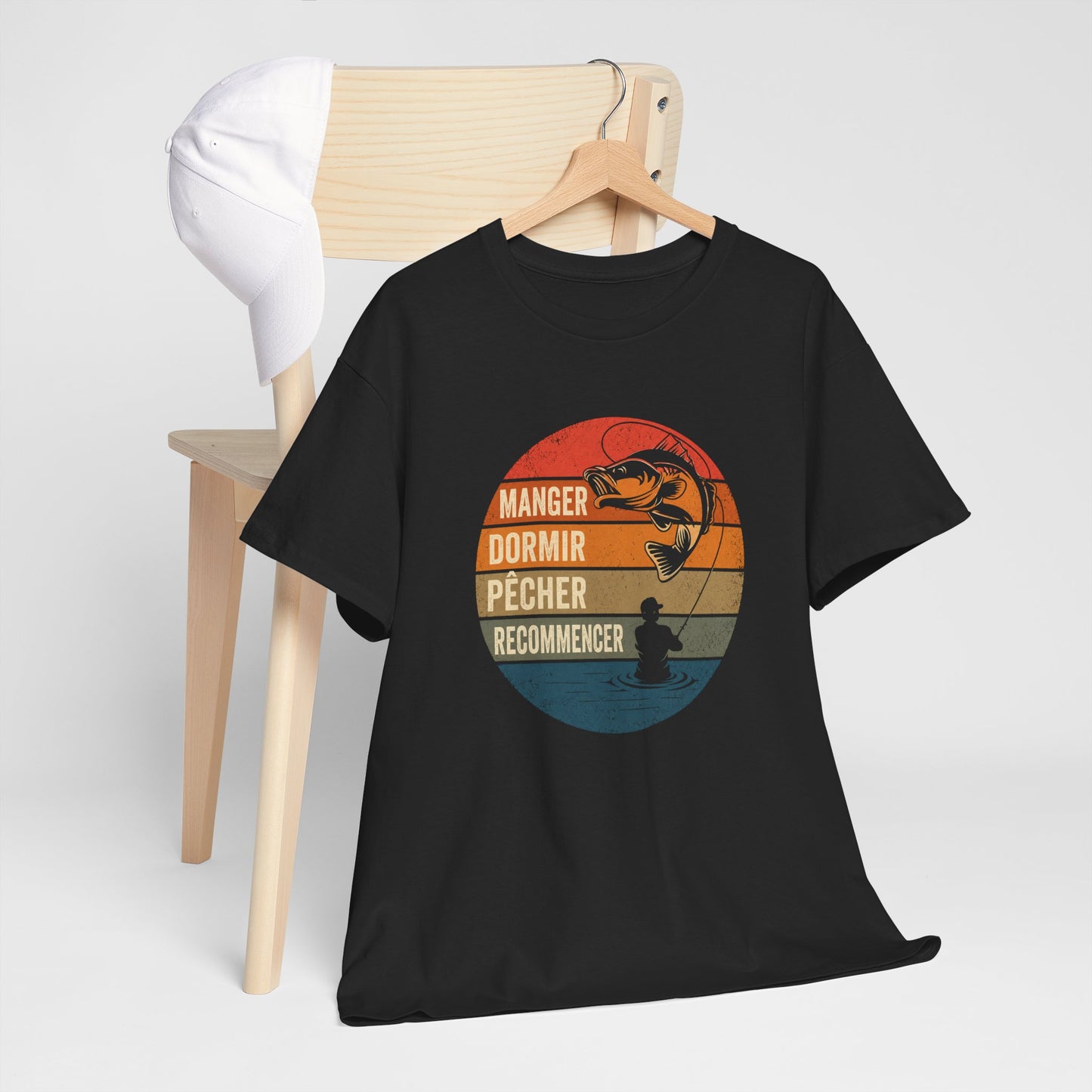 T-Shirt Pêche Homme et Femme – Cadeau Pêcheur Passionné – Pêche Poisson Canne à Pêche – Style Vintage Rétro – Idée Cadeau