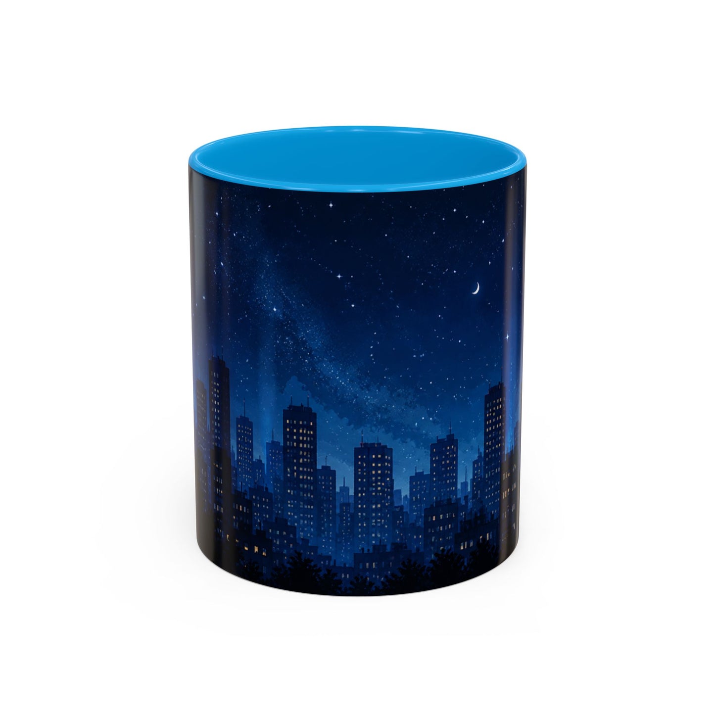 Tasse Ville de Nuit et Étoiles – Mug Skyline Urbain et Ciel Nocturne – Design Moderne Relaxant – Céramique 325ml