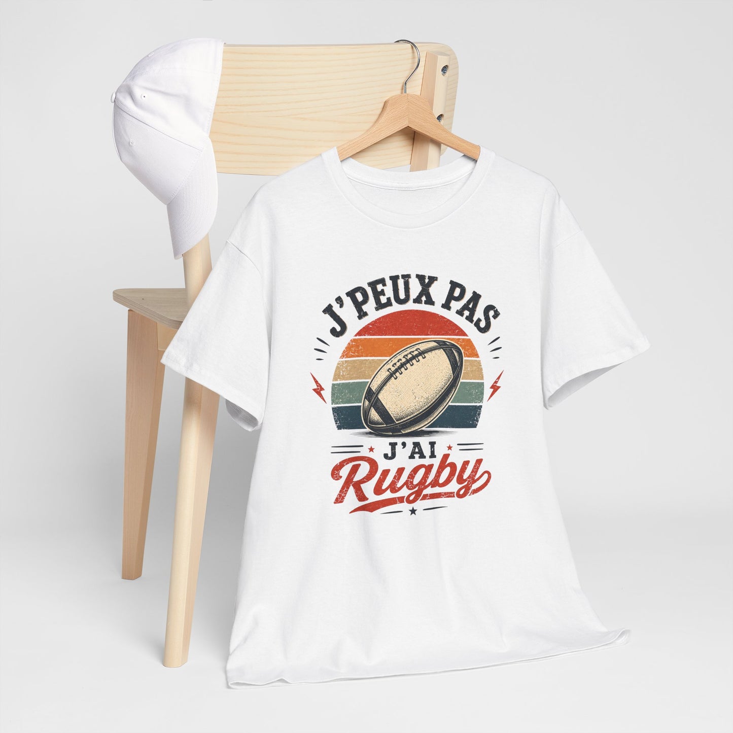 T-Shirt Rugby Homme Femme Enfant – J’Peux Pas J’Ai Rugby – Tee Shirt Ballon Rugby Vintage Cadeau Rugbyman Supporter Sport Équipe