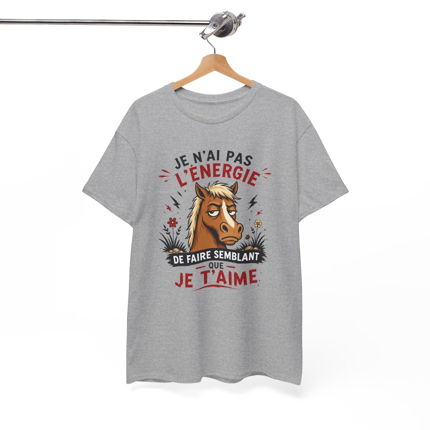 Tee-Shirt Homme et Femme Humour – Cheval Drôle Fatigué Blasé – Cadeau Original Amusant pour Amoureux des Chevaux et Équitation