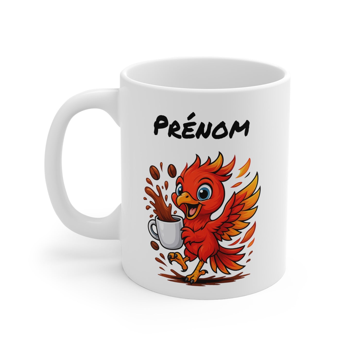 Tasse Personnalisable Phénix Café – Mug Prénom Oiseau de Feu – Cadeau Fantastique et Énergique 325ml