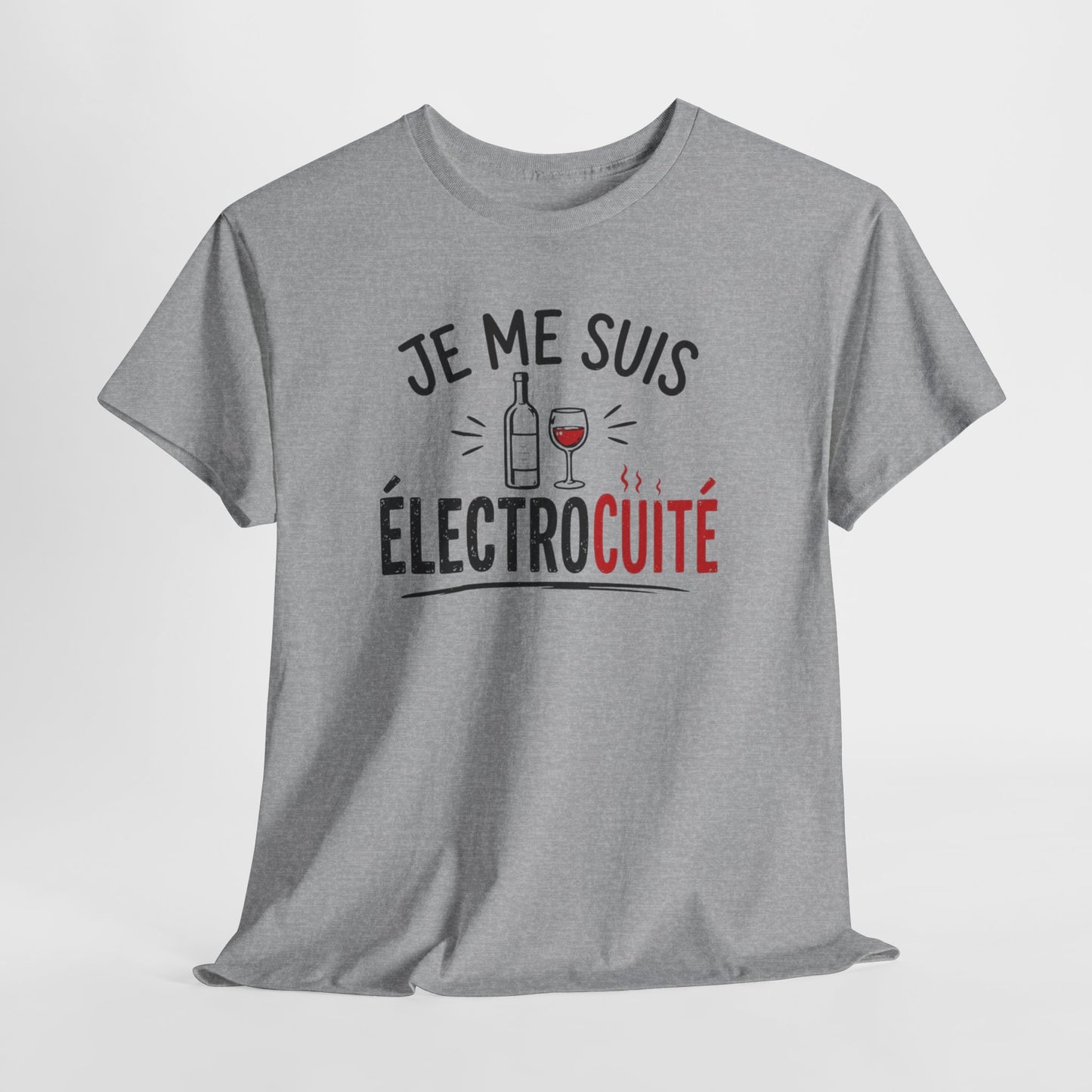 T-Shirt Je Me Suis Électrocuté – Tee Shirt Humour Vin Drôle Apéro – Cadeau Original Amateur de Vin Homme Femme