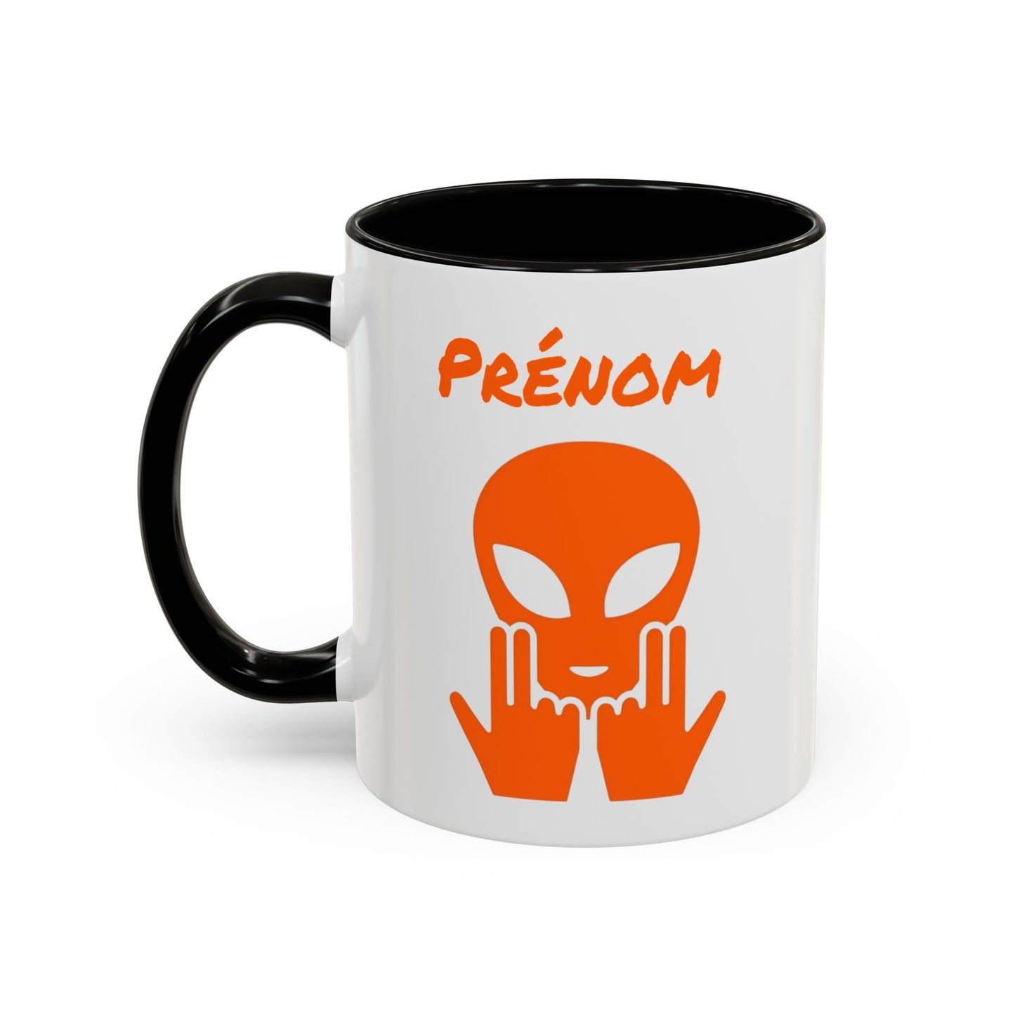 Mug Alien Personnalisé avec Prénom Tasse Humour Orange OVNI Signe Jul Cadeau Drôle et Original  Noir Bleu Rouge