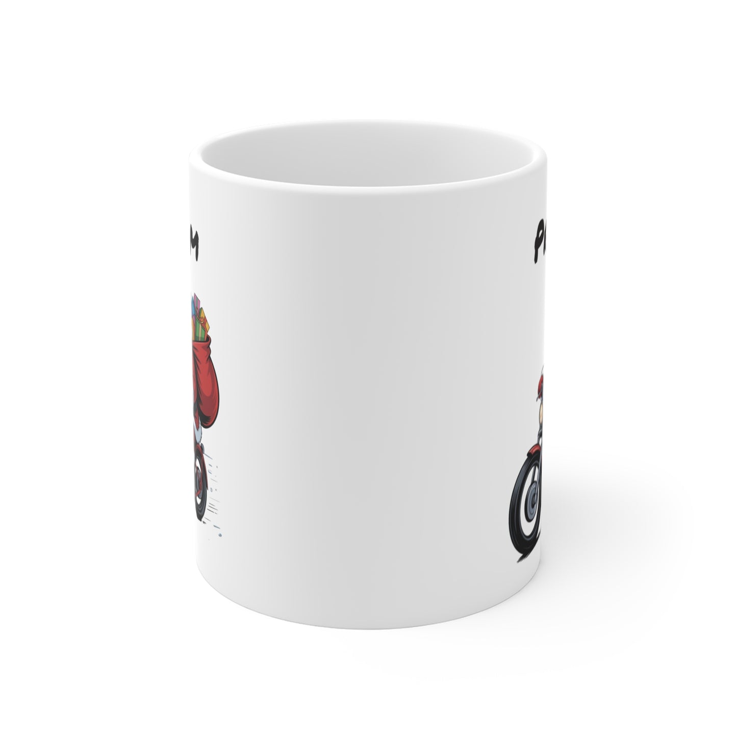 Mug Personnalisé Père Noël à Moto 325ml – Tasse Céramique Prénom Cadeau Original Motard