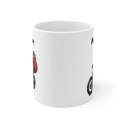Mug Personnalisé Père Noël à Moto 325ml – Tasse Céramique Prénom Cadeau Original Motard