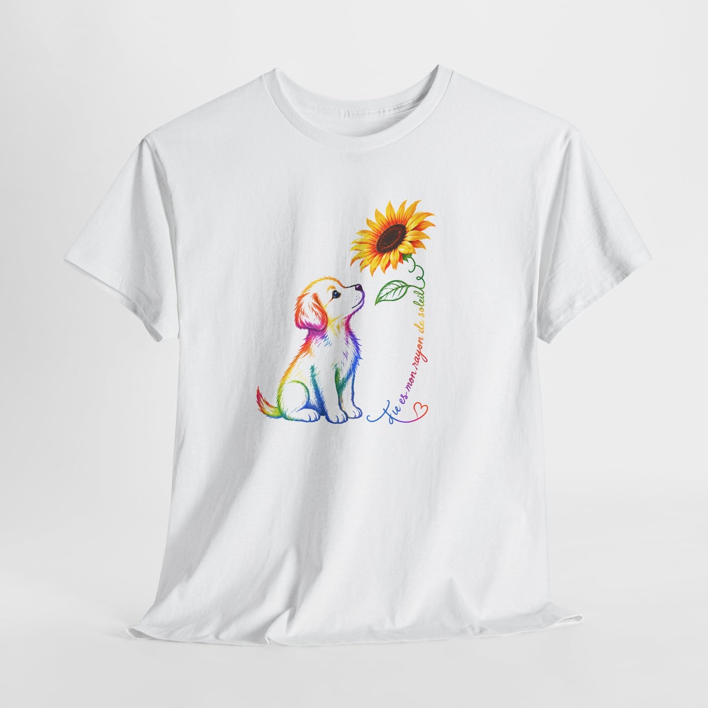 Tee Shirt Femme Chien Tournesol Coloré Amour Animaux Fleur Cadeau Maîtresse de Chien Original