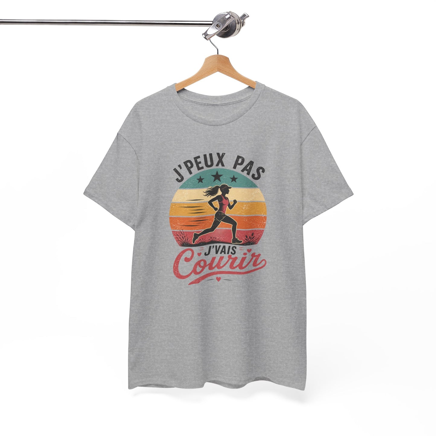 T-Shirt Running Femme Humour – J’Peux Pas J’Vais Courir – Tee Shirt Course à Pied Vintage Sport