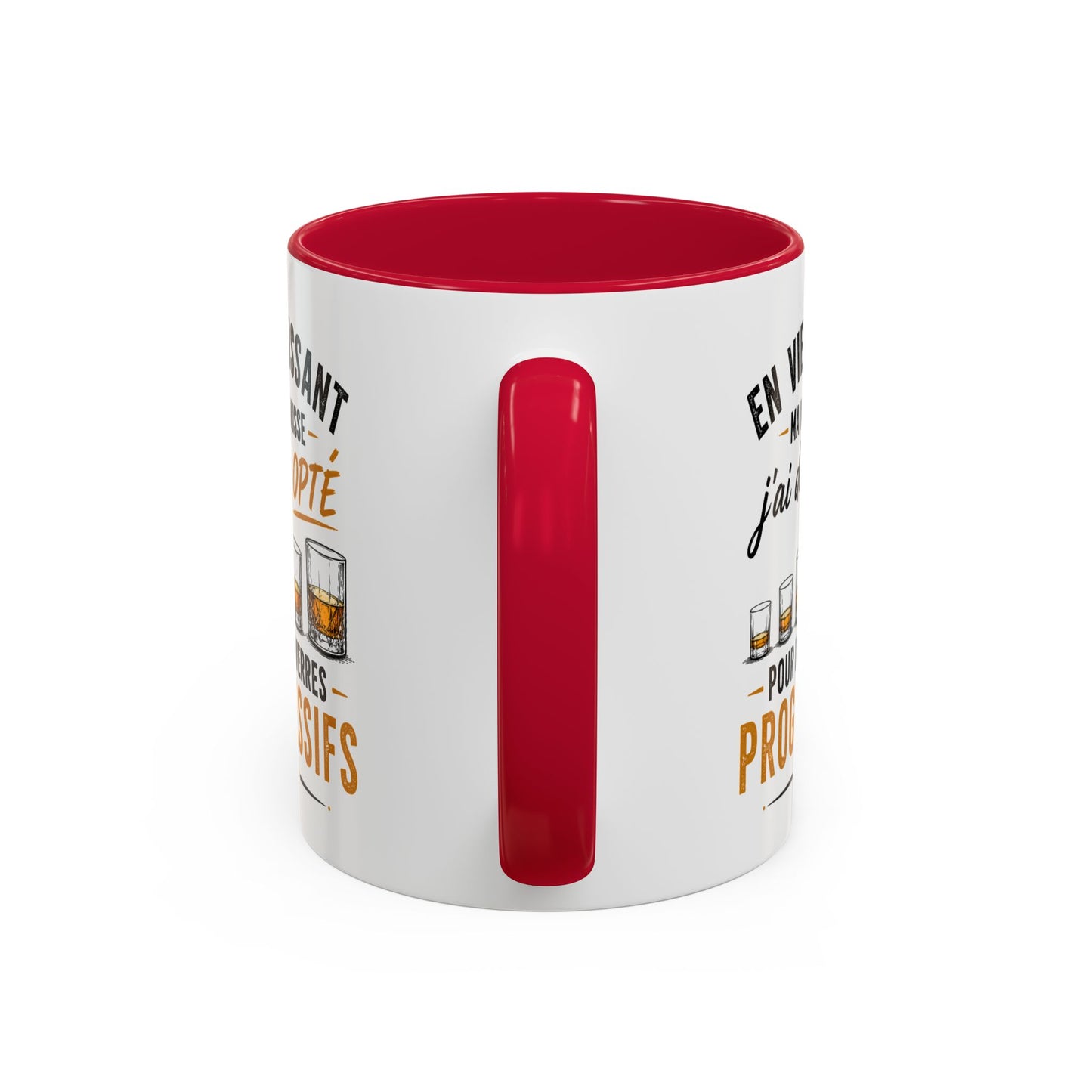 Mug Humour Whisky et Vieillesse – En Vieillissant Ma Vue Baisse J’ai Donc Opté pour des Verres Progressifs – Cadeau Drôle Amateur Whisky 325ml