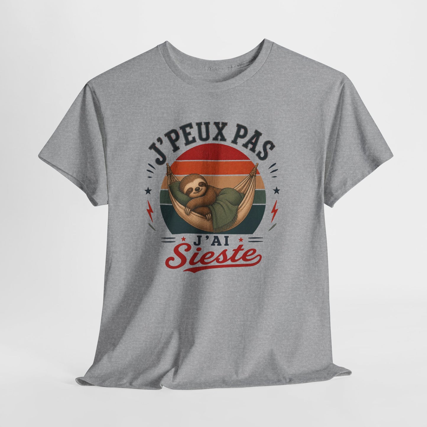T-Shirt J’Peux Pas J’Ai Sieste – Tee Shirt Humour Paresseux Vintage – Cadeau Repos Homme Femme