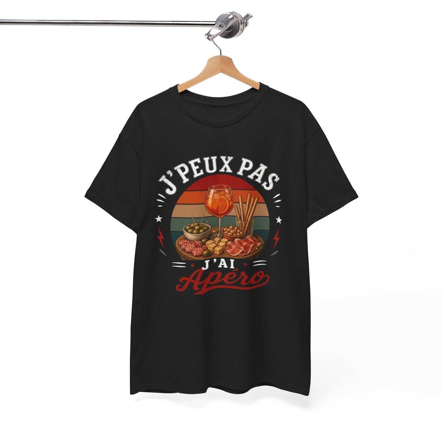 T-Shirt J’Peux Pas J’Ai Apéro – Tee Shirt Humour Convivial Vintage – Cadeau Ami Collègue Homme Femme