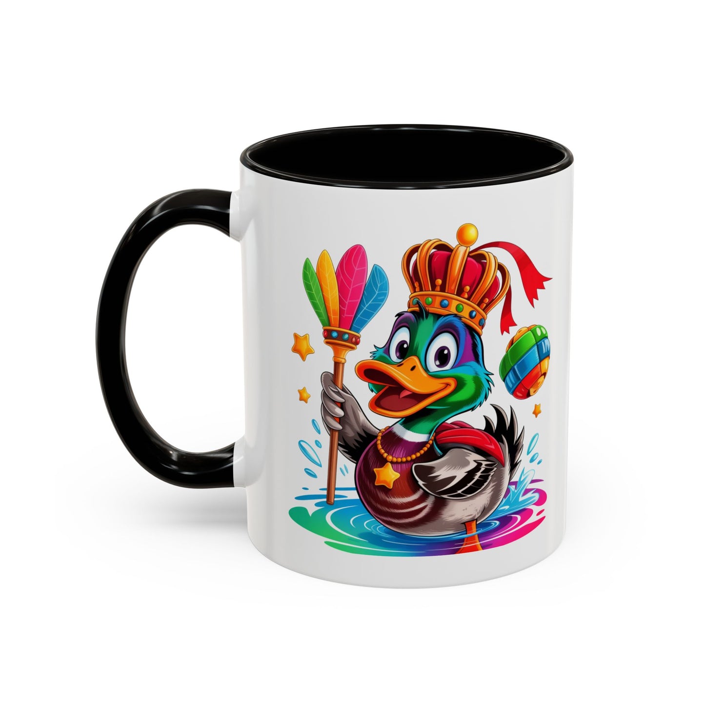 Mug Canard Roi Kawaii avec Couronne et Sceptre – Tasse Colorée et Originale Cadeau Amoureux des Animaux – Céramique 325ml