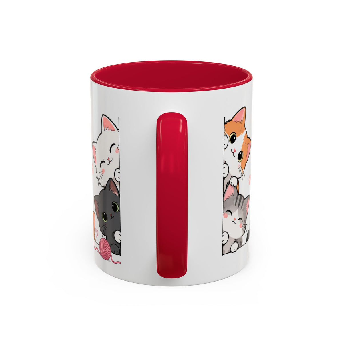 Mug Chats Mignons et Colorés – Tasse avec Petits Chats, Cœurs, Papillons et Pelote de Laine – Cadeau Original Amoureux des Chats
