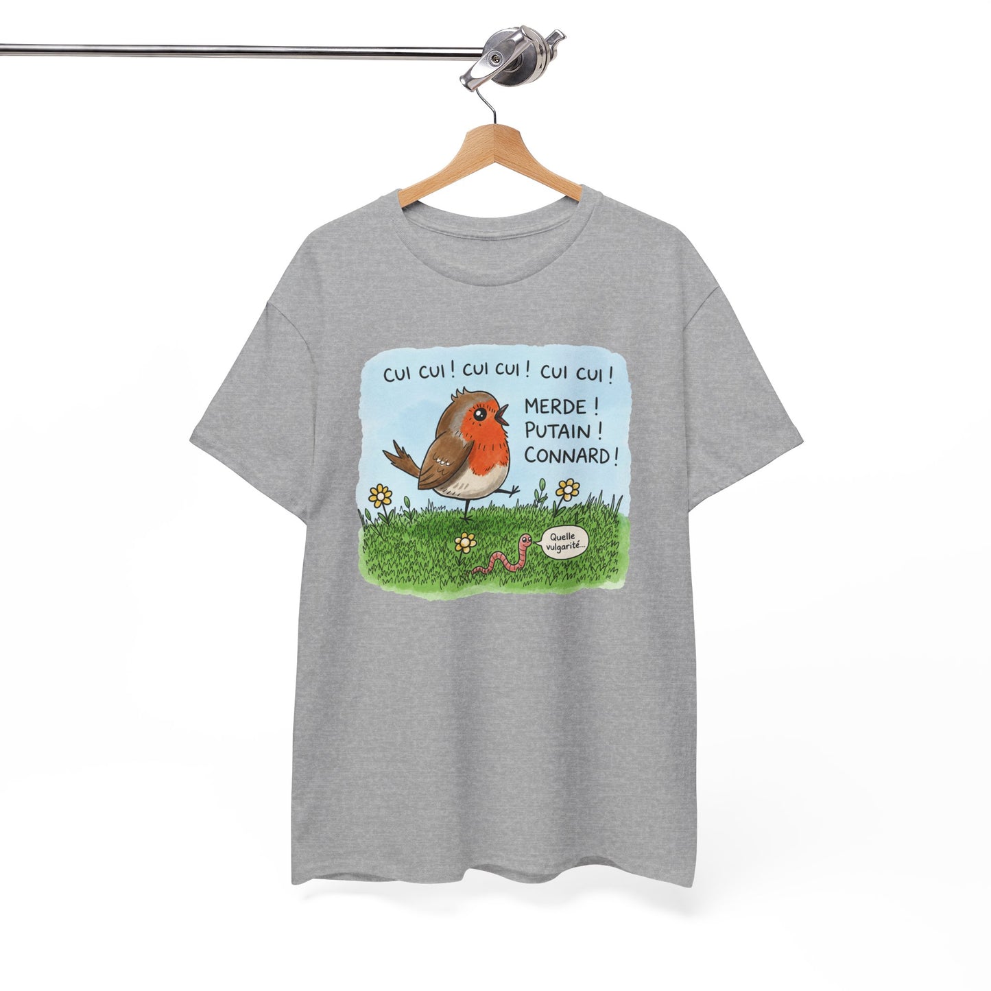 Tee-Shirt Oiseau Humour Décalé – Rouge-Gorge Amusant – Cadeau Humour Nature Homme Femme Adulte