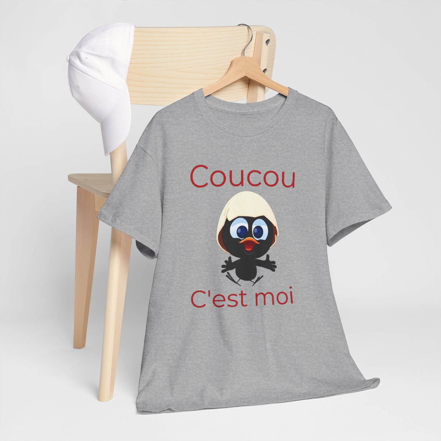 T-Shirt Calimero Cartoon Humour – Coucou C’est Moi Rouge – Tee Shirt Vintage Drôle Homme Femme