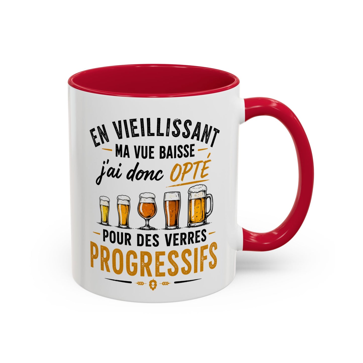 Mug Humour Bière et Vieillesse – En Vieillissant J’Avance à Mon Rythme Opté Houblon Progressif – Cadeau Drôle 325ml