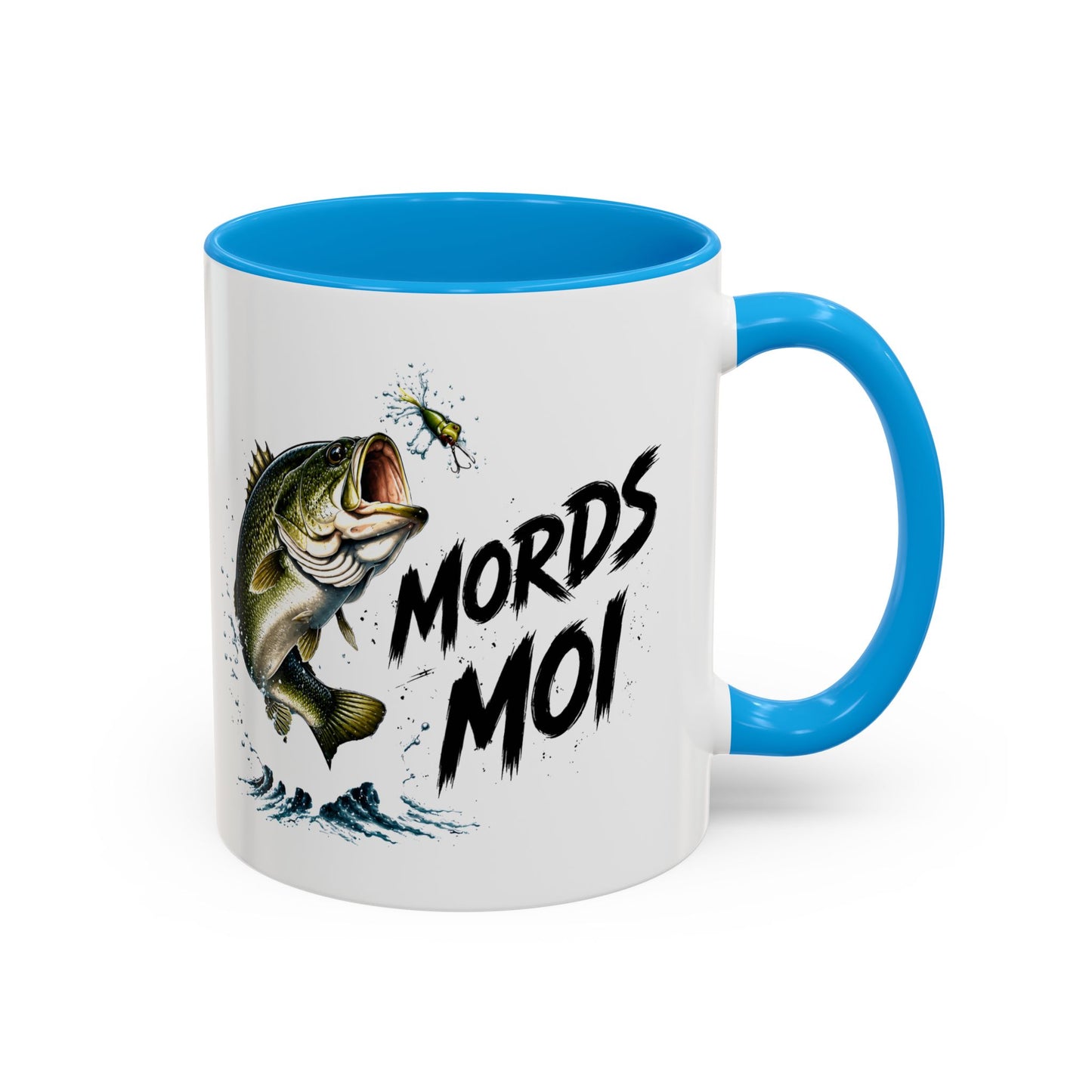 Mug Pêche Humoristique – Tasse Poisson avec Leurre – Cadeau Homme Amateur de Lac, Rivière et Plein Air – 325 ml Noir Bleu Rouge
