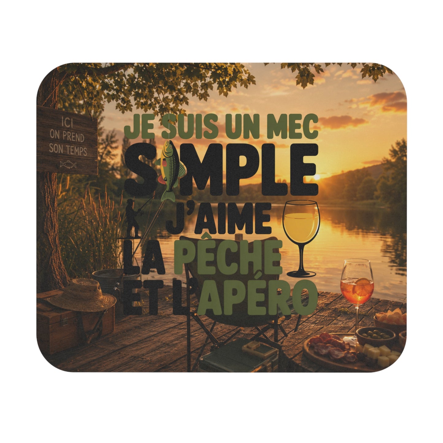 Tapis de Souris 22x18cm Je Suis un Mec Simple J’Aime la Pêche et l’Apéro – Cadeau Humour Pêche Homme – Design Pêcheur Lac Rivière – Accessoire Bureau Gaming