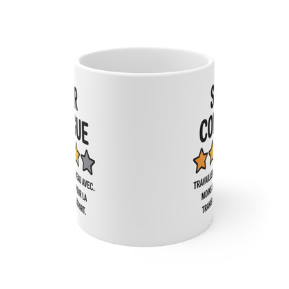 Mug Drôle Collègue – « Super collègue, 4 étoiles » – Cadeau Humour Départ, Pot de Départ, Bureau 325ml