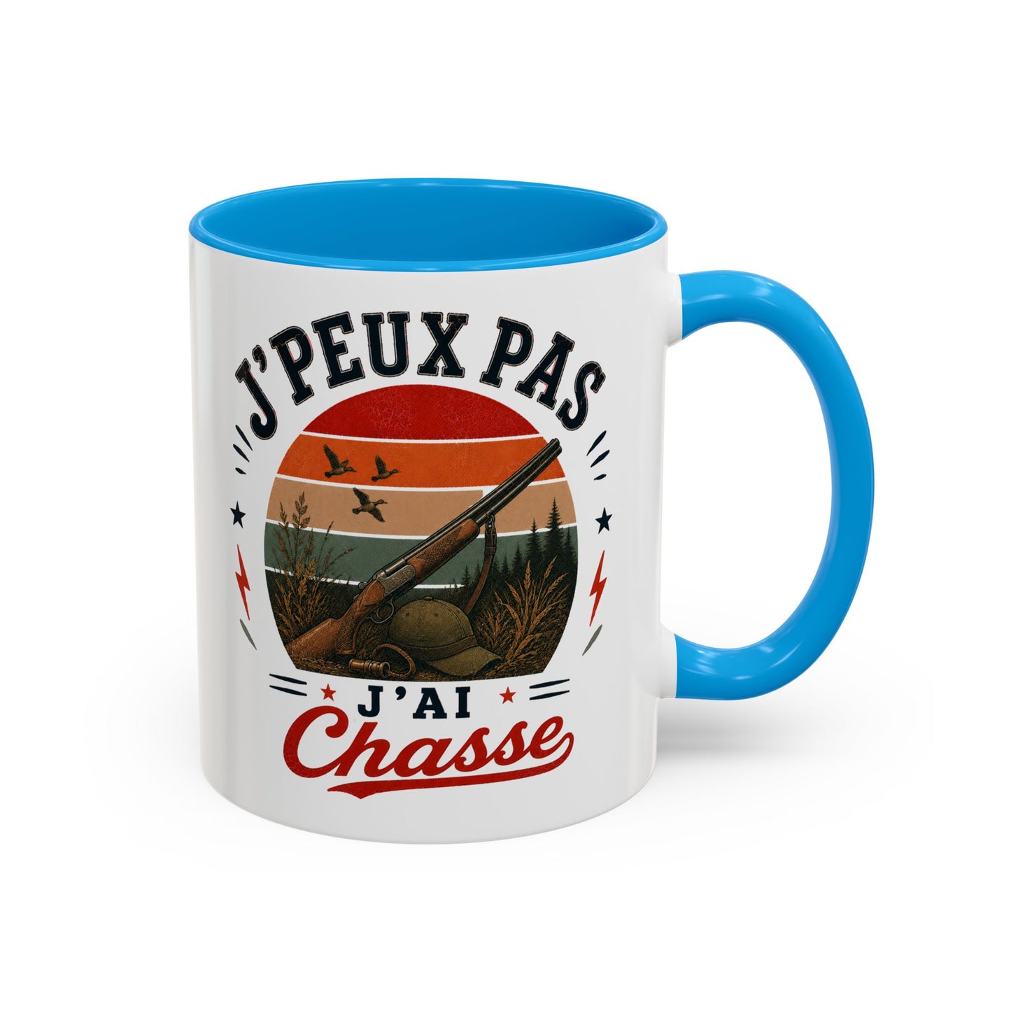 Tasse J’Peux Pas J’Ai Chasse – Mug Humour Chasseur Vintage – Cadeau Passion Chasse 325ml