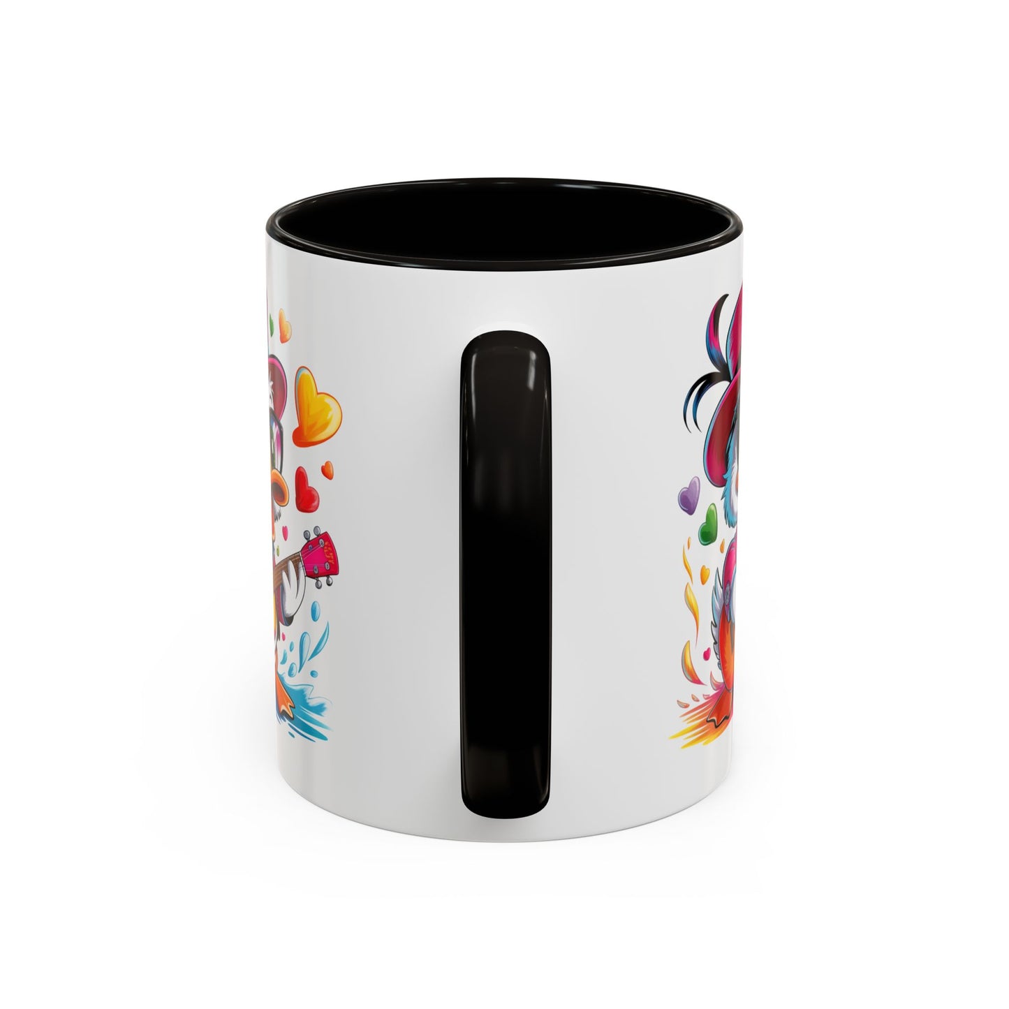 Mug Canard Musicien Stylé – Tasse Design Fun avec Guitare, Lunettes et Cœurs – Cadeau Original 325ml