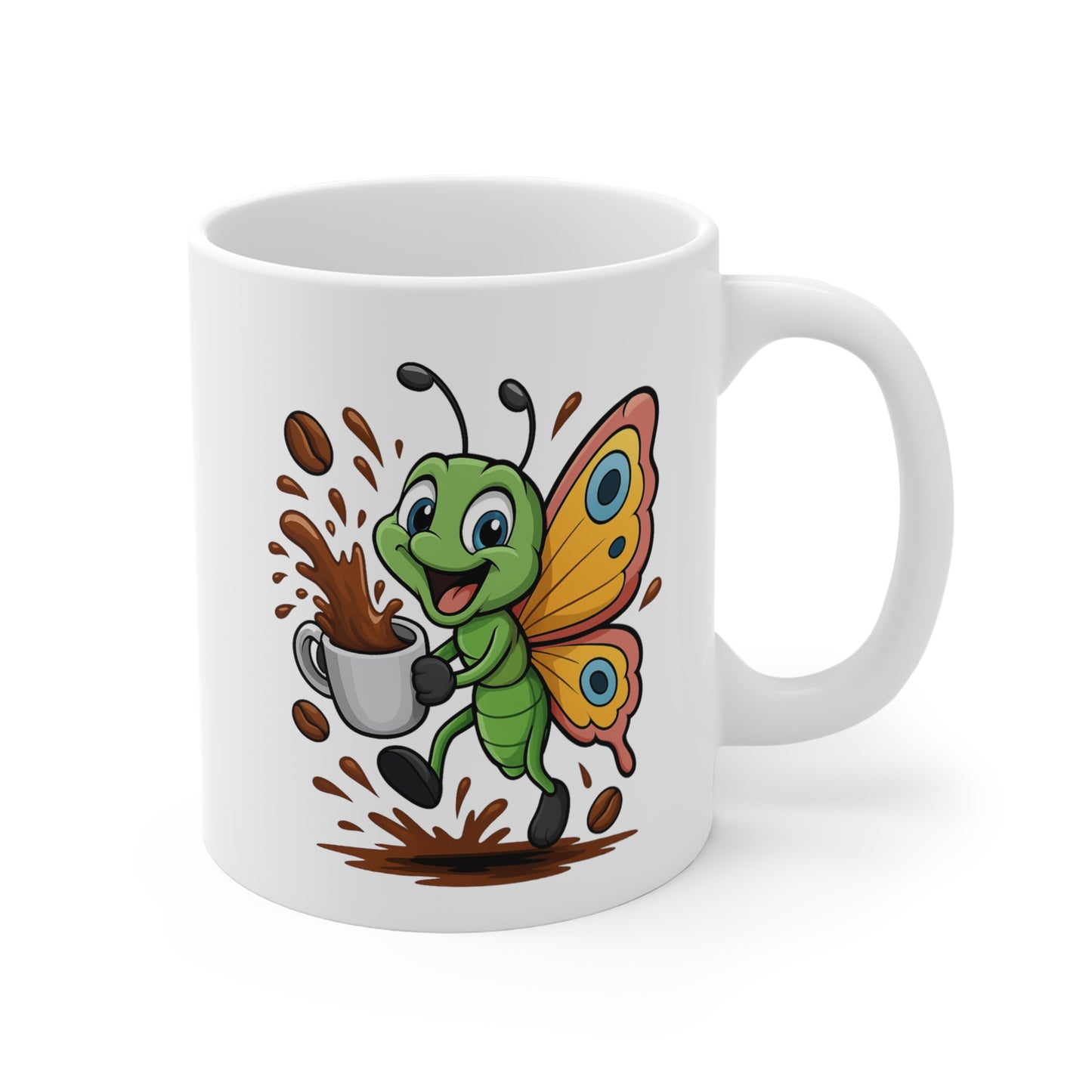 Mug Papillon Café – Tasse Céramique 325ml – Design Mignon et Coloré – Cadeau Nature et Bonne Humeur