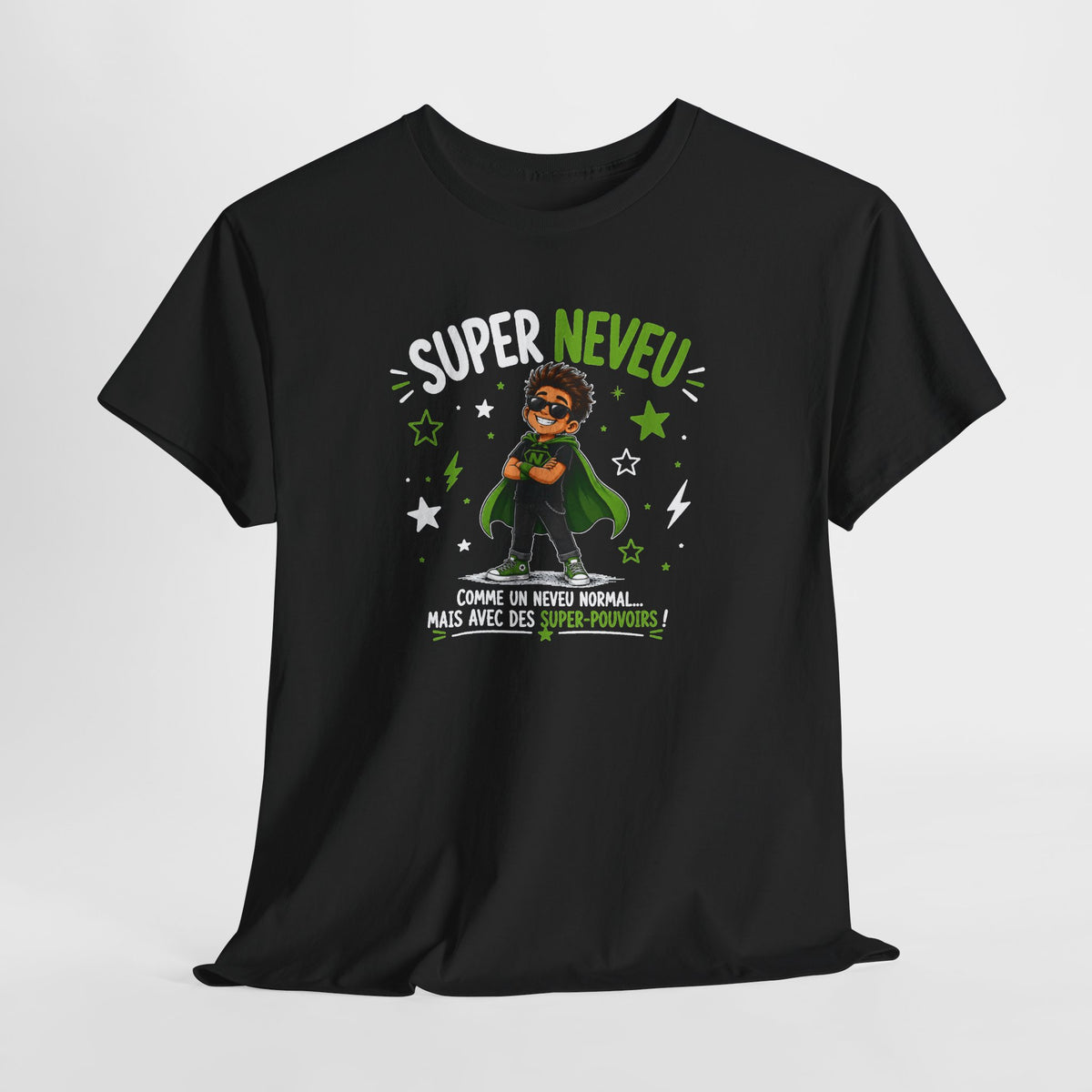Tee Shirt Neveu Homme – Super Neveu Comme un Neveu Normal Mais Avec des Super-Pouvoirs – T-Shirt Humour Cadeau Original