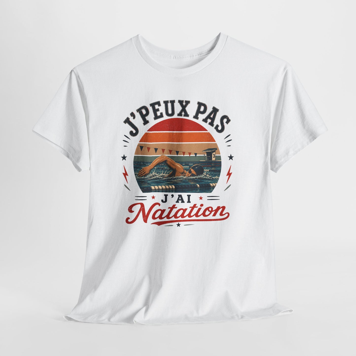 T-Shirt Homme – J’Peux Pas J’Ai Natation – Tee Shirt Nageur Piscine Crawl Entraînement Compétition Aquatique Sportif Cadeau Passion Sports Nautiques
