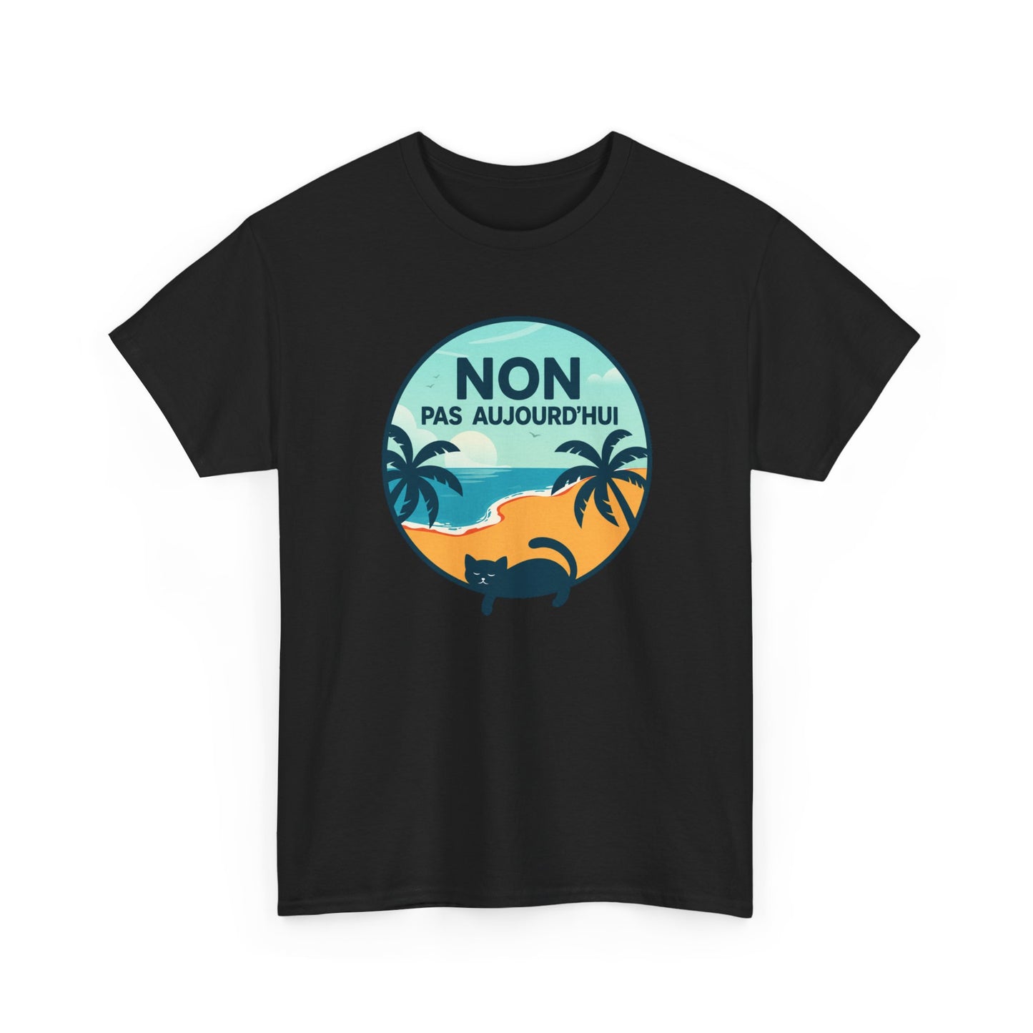 Tee Shirt Chat Homme Femme – Humour Vacances Plage et Farniente – Idée Cadeau Amoureux des Chats Passion Félin