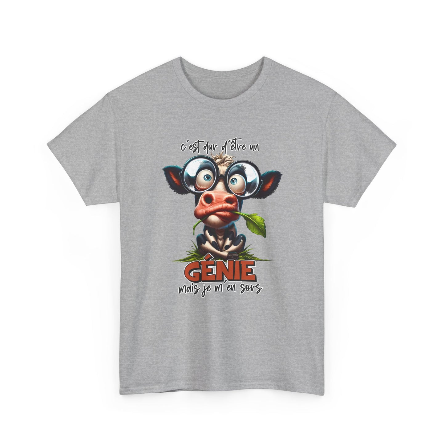 Tee Shirt C’est Dur d’Être un Génie Mais Je M’en Sors – T-Shirt Humour Vache Rigolote – Cadeau Homme Femme