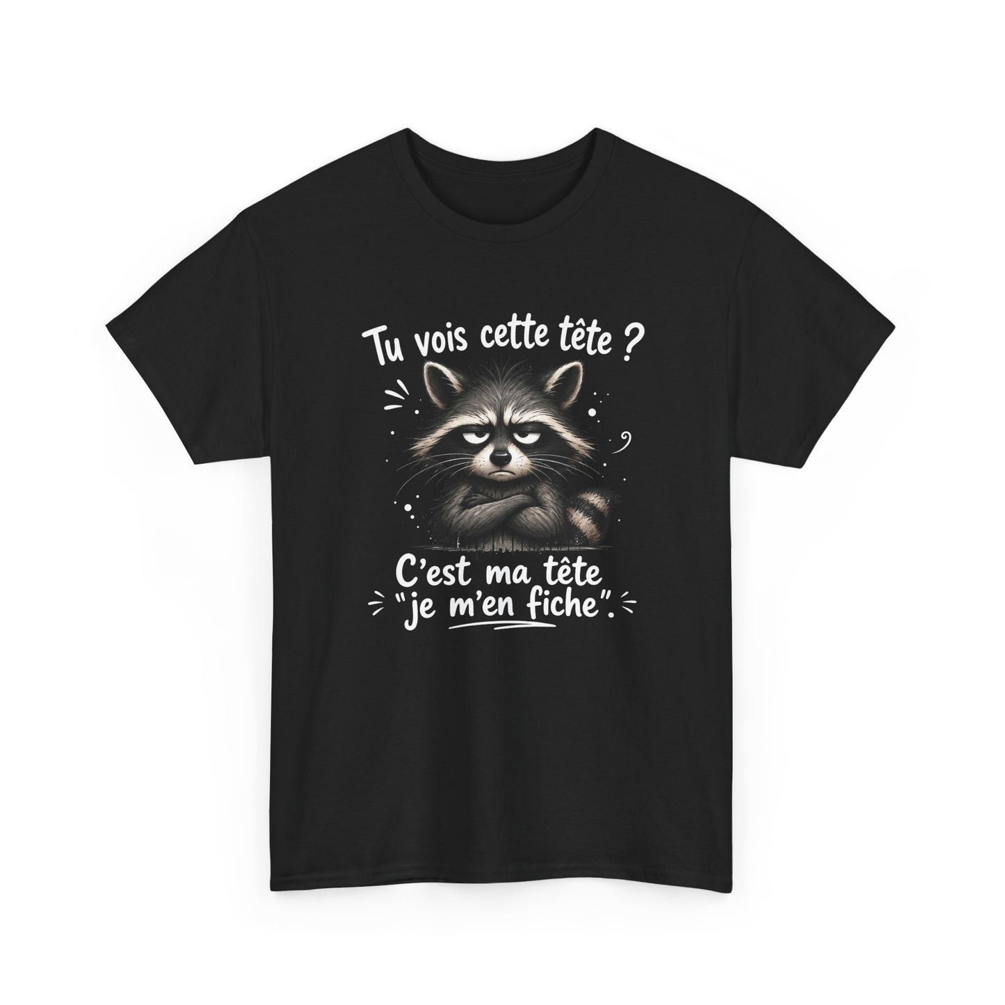 Tee-Shirt Tu Vois Cette Tête C’est Ma Tête Je M’en Fiche – Raton Laveur Humoristique – Cadeau Humour Sarcasme Homme Femme Adulte