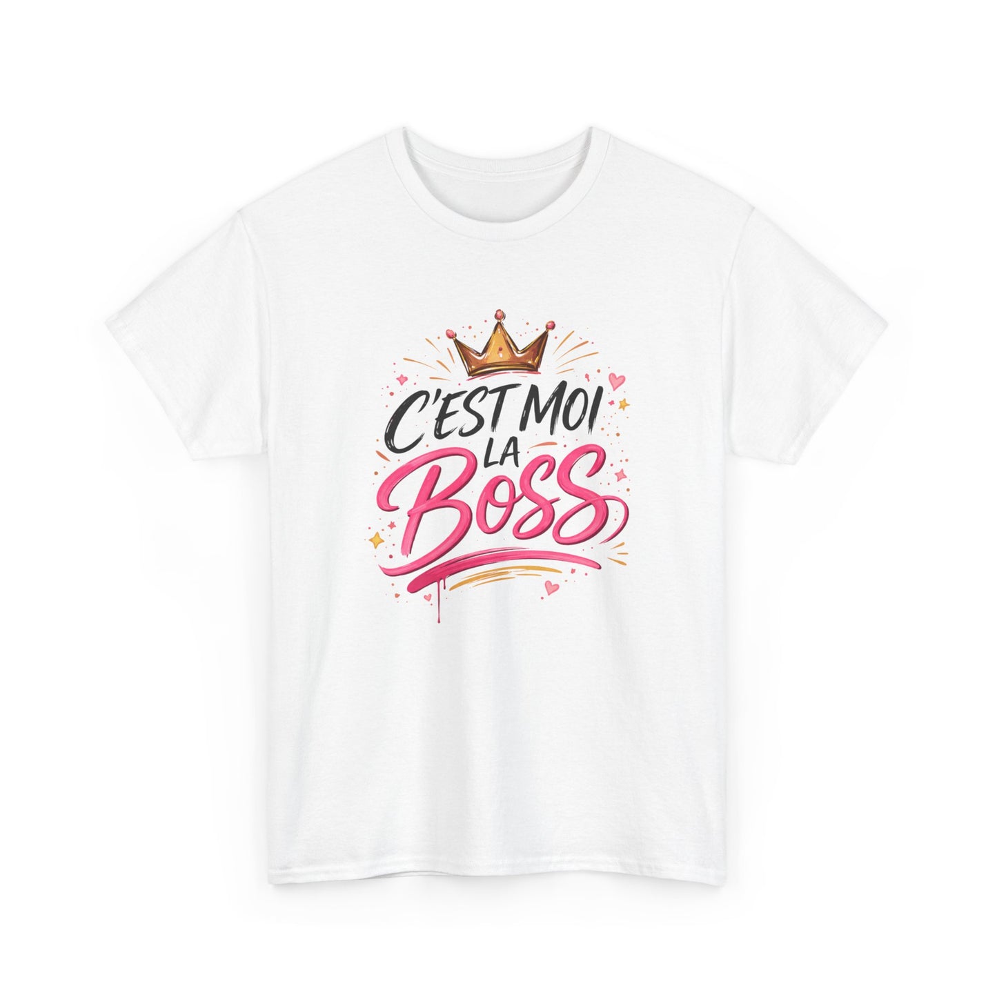 T-Shirt Femme "C’est Moi la Boss" – Design Couronne Rose – Tee-Shirt Humoristique Confiance Girl Power