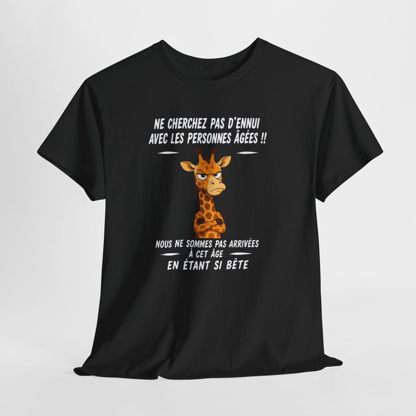 Tee-Shirt Humour Senior Retraité – Cadeau Homme Femme Personne Âgée – Girafe Drôle Anniversaire Retraite