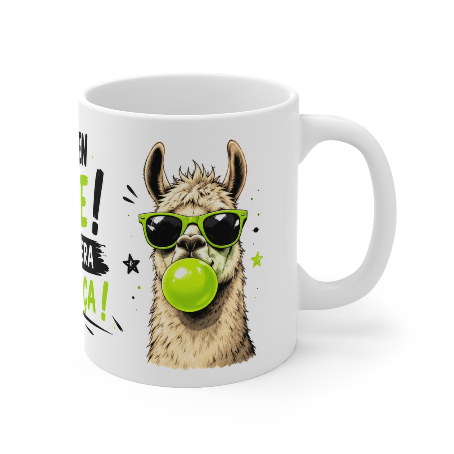 Tasse Humour Je M’en Fiche Ça Restera Comme Ça – Mug Lama Rigolo Lunettes Fluo – Cadeau Homme Femme 325ml