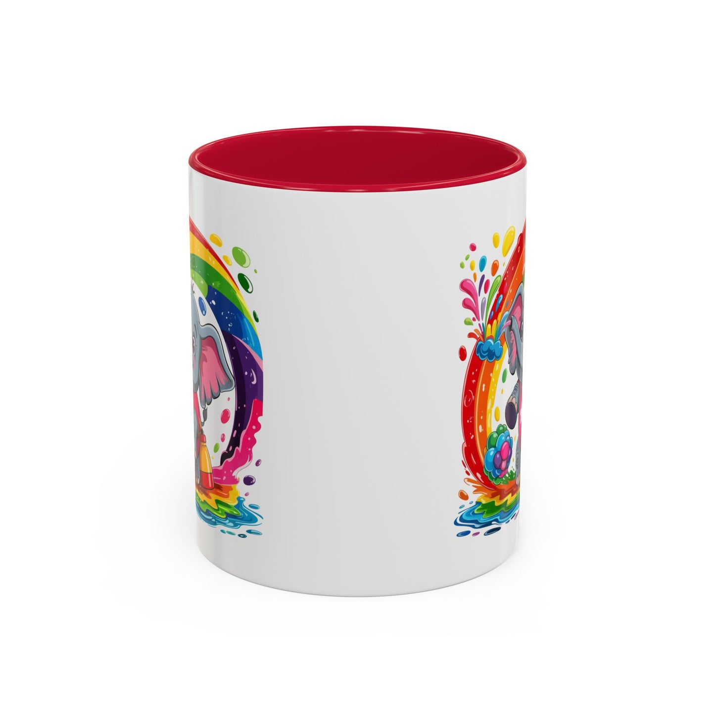 Mug Éléphant Mignon – Tasse Design Arc-en-ciel avec Éclaboussures Colorées – Cadeau Enfant 325ml