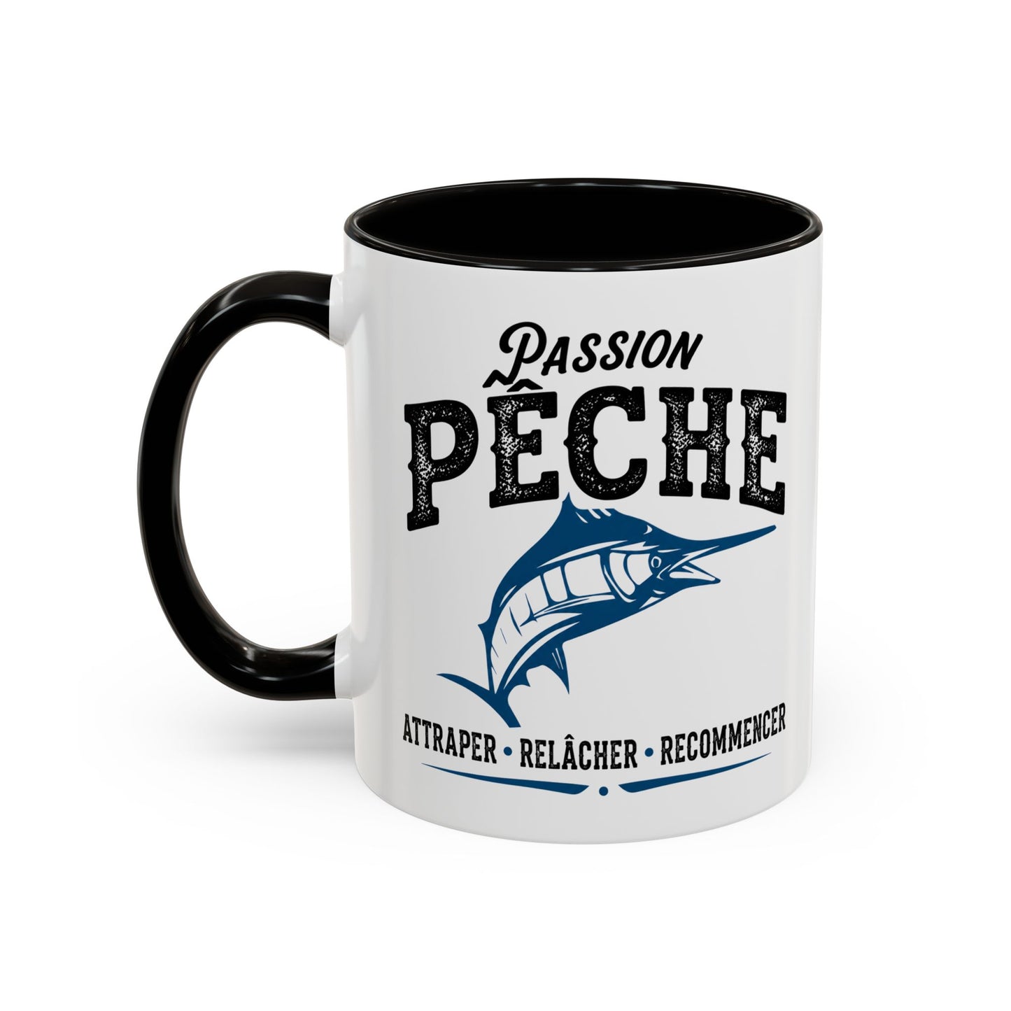 Mug Pêche Espadon – Tasse Pêcheur Passionné – Idée Cadeau Homme Amateur Poisson Mer – 325 ml Noir Bleu Rouge
