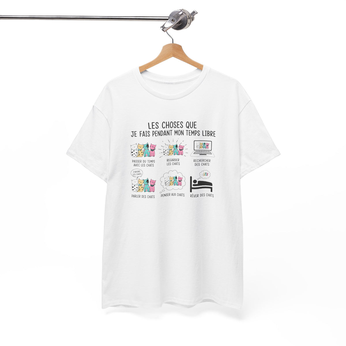 Tee Shirt Chat Homme Femme – Passion Féline Humour Temps Libre – Idée Cadeau Amoureux des Chats Propriétaire de Félin