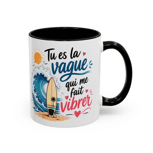 Tasse Tu Es La Vague Qui Me Fait Vibrer – Mug Surf Romantique – Cadeau Amour Couple Surfeur 325ml
