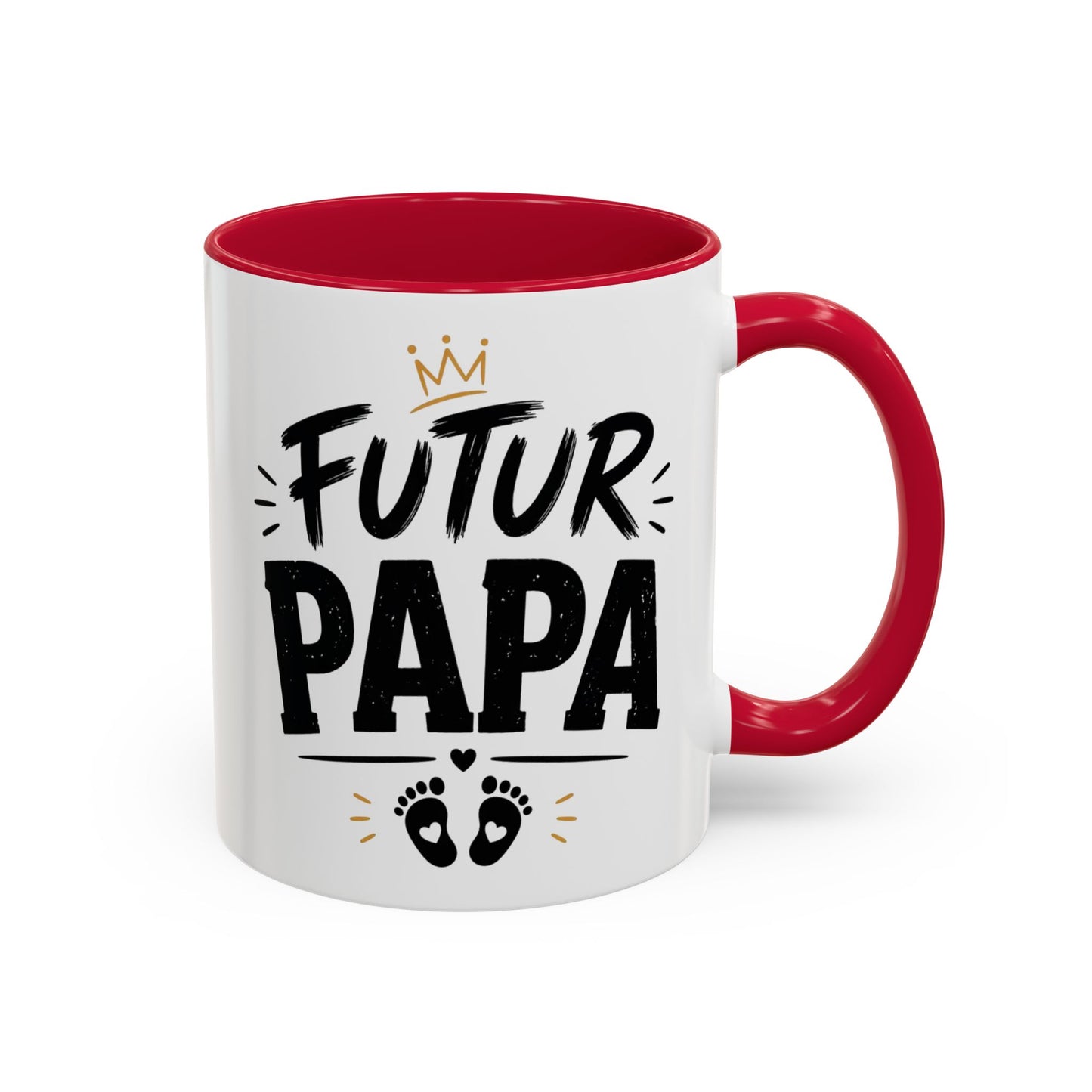 Mug Futur Papa – Tasse Grossesse avec Couronne et Pieds Bébé – Cadeau Future Papa Annonce Grossesse – Céramique 325ml Noir Bleu Rouge