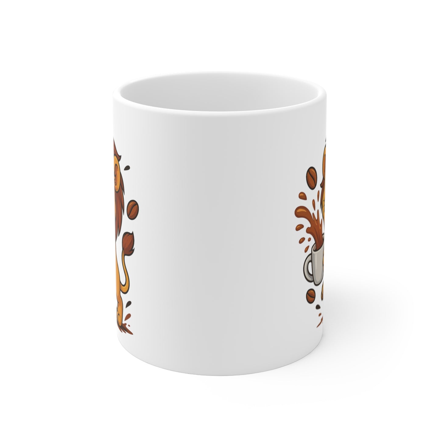 Tasse Lion Café – Mug Animal Cartoon Rigolo Céramique 325ml – Cadeau Original et Sauvage