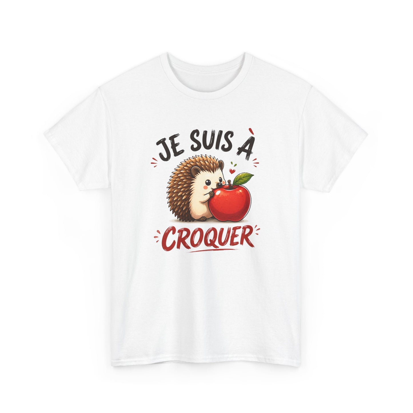 Tee Shirt Je Suis À Croquer – T-Shirt Hérisson Mignon avec Pomme – Cadeau Humour Animal Homme Femme