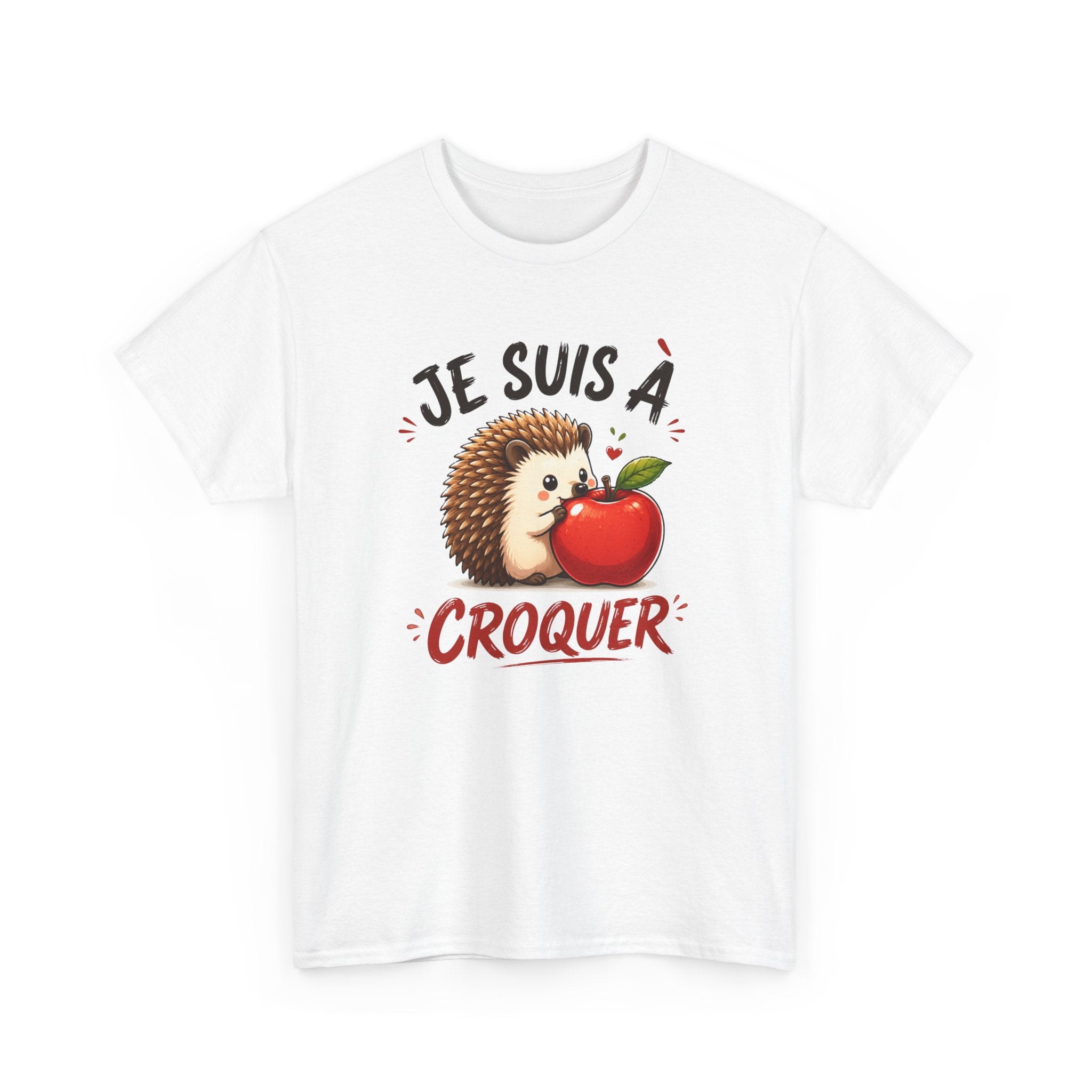 Tee Shirt Je Suis À Croquer – T-Shirt Hérisson Mignon avec Pomme – Cadeau Humour Animal Homme Femme