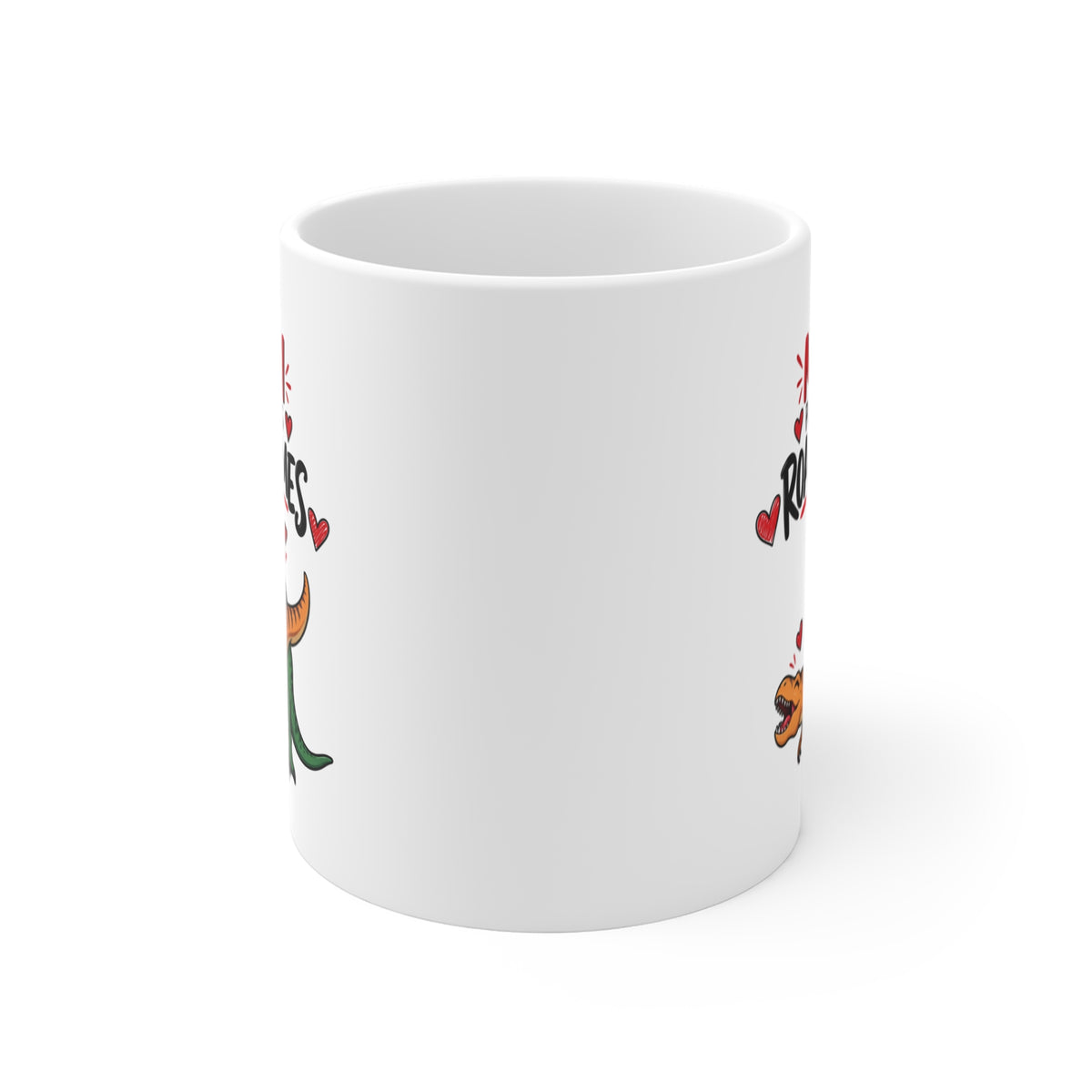 Mug Humour Dinosaure « Merci pour tous les Roargasmes » – Tasse Drôle avec T-Rex et Cœurs – Cadeau Original Couple Homme Femme