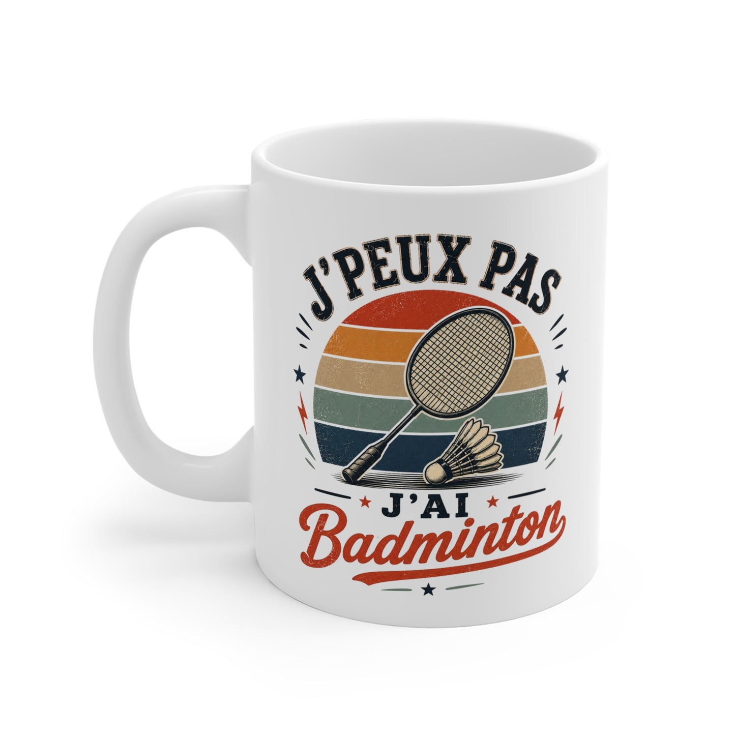 Tasse J’Peux Pas J’Ai Badminton – Mug Humour Joueur Badminton Vintage – Cadeau Sport Homme Femme 325ml