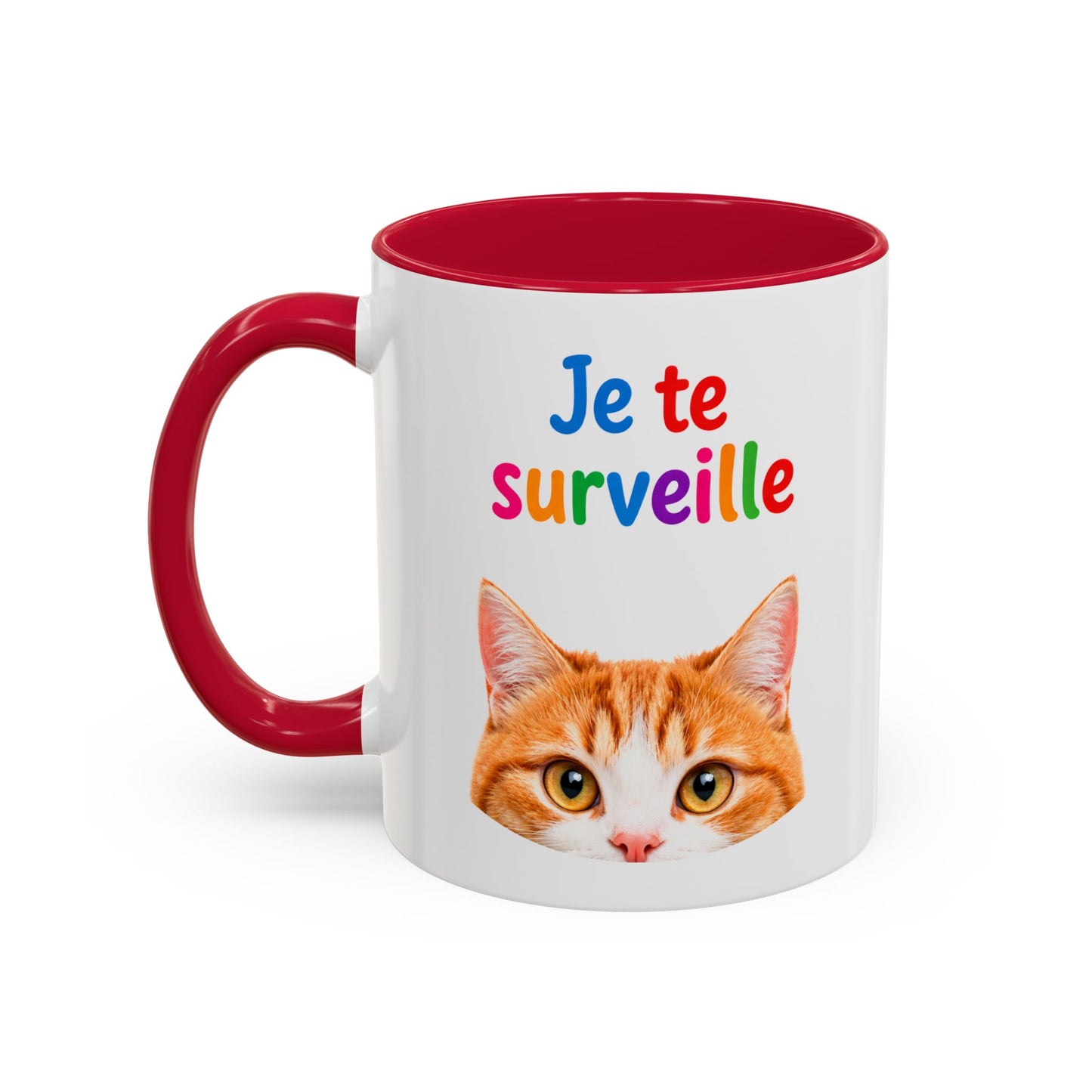Tasse Chat Je te Surveille 325ml – Mug Céramique Humour Chat Mignon Cadeau Original Animaux
