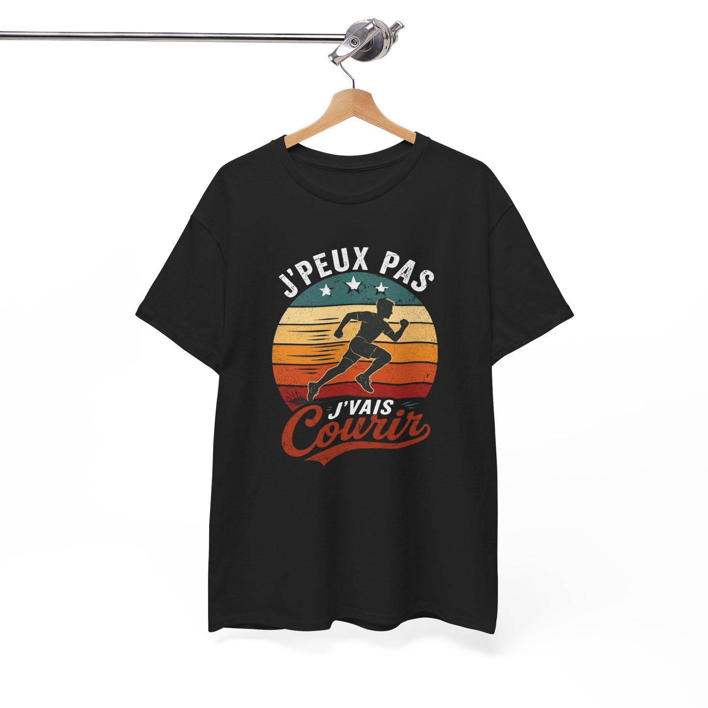 T-Shirt Running Homme Humour – J’Peux Pas J’Vais Courir – Tee Shirt Course à Pied Vintage Sport